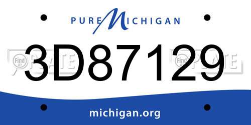 3D87129 Michigan License Plate