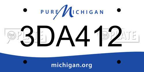 3DA412 Michigan License Plate