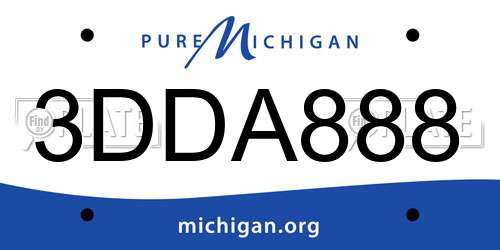 3DDA888 Michigan License Plate