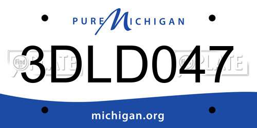 3DLD047 Michigan License Plate
