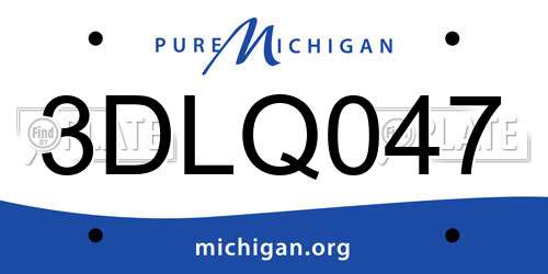 3DLQ047 Michigan License Plate