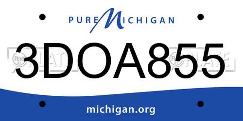 3DOA855 Michigan License Plate