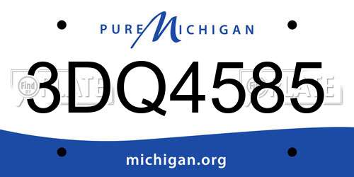 3DQ4585 Michigan License Plate