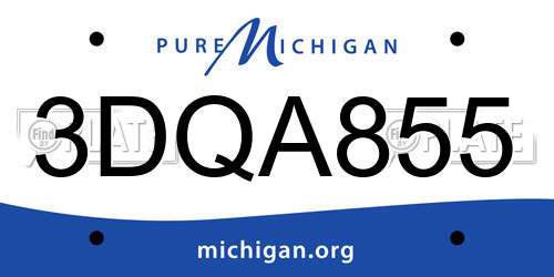 3DQA855 Michigan License Plate