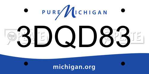 3DQD83 Michigan License Plate