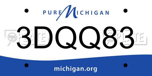 3DQQ83 Michigan License Plate