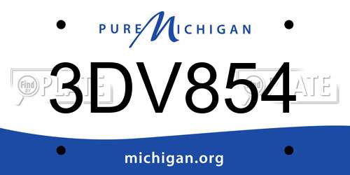 3DV854 Michigan License Plate