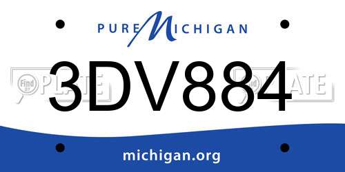 3DV884 Michigan License Plate