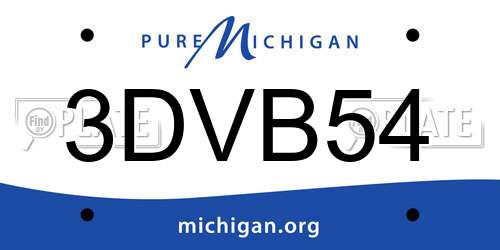 3DVB54 Michigan License Plate