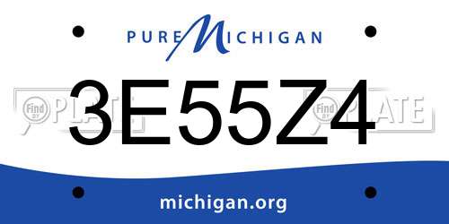 3E55Z4 Michigan License Plate