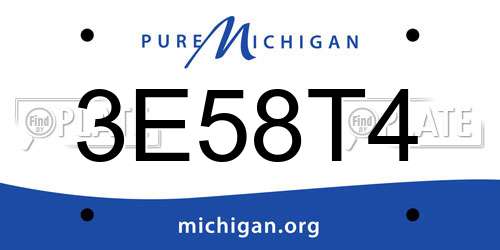 3E58T4 Michigan License Plate