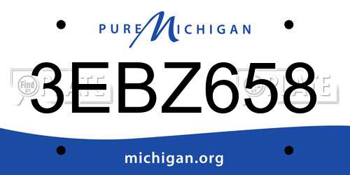 3EBZ658 Michigan License Plate
