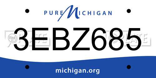 3EBZ685 Michigan License Plate