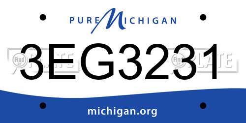 3EG3231 Michigan License Plate