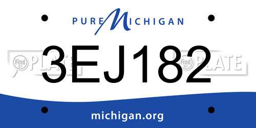3EJ182 Michigan License Plate
