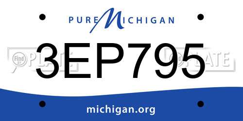 3EP795 Michigan License Plate