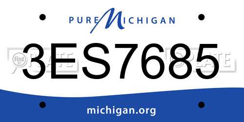 3ES7685 Michigan License Plate