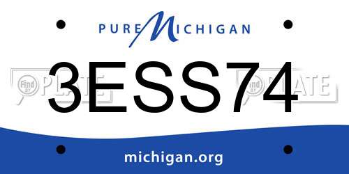 3ESS74 Michigan License Plate
