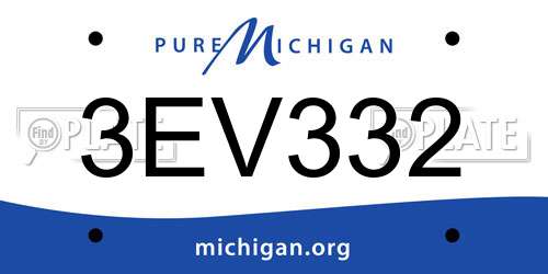 3EV332 Michigan License Plate