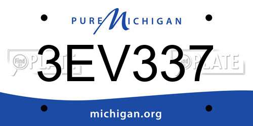 3EV337 Michigan License Plate