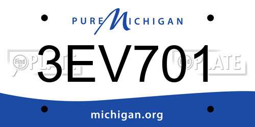3EV701 Michigan License Plate