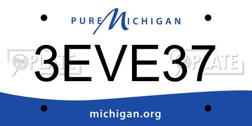 3EVE37 Michigan License Plate