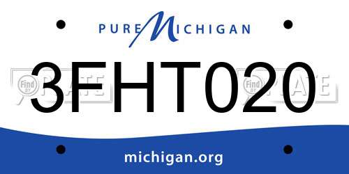 3FHT020 Michigan License Plate