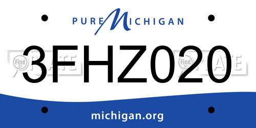 3FHZ020 Michigan License Plate