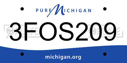 3FOS209 Michigan License Plate