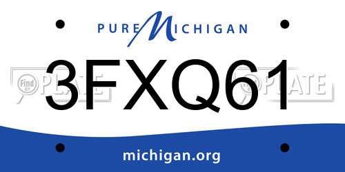 3FXQ61 Michigan License Plate