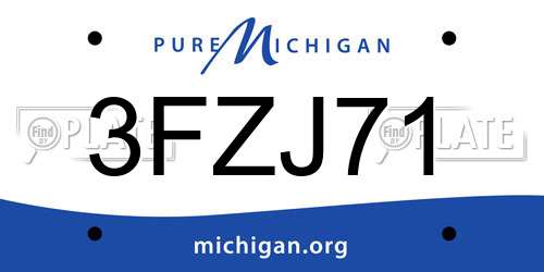 3FZJ71 Michigan License Plate