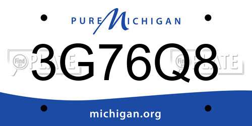 3G76Q8 Michigan License Plate