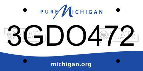 3GDO472 Michigan License Plate