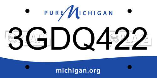 3GDQ422 Michigan License Plate