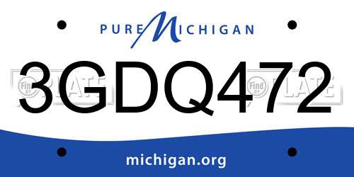 3GDQ472 Michigan License Plate