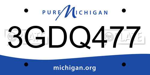 3GDQ477 Michigan License Plate