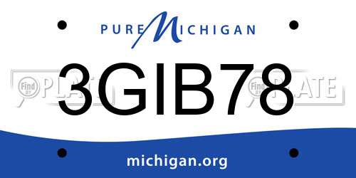 3GIB78 Michigan License Plate