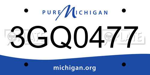 3GQ0477 Michigan License Plate