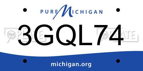 3GQL74 Michigan License Plate