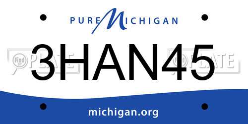 3HAN45 Michigan License Plate