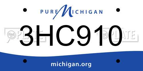 3HC910 Michigan License Plate