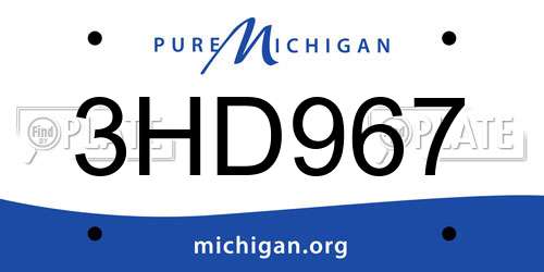 3HD967 Michigan License Plate