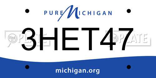 3HET47 Michigan License Plate