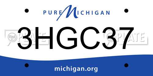 3HGC37 Michigan License Plate
