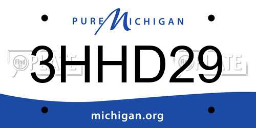 3HHD29 Michigan License Plate