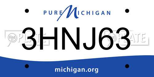 3HNJ63 Michigan License Plate