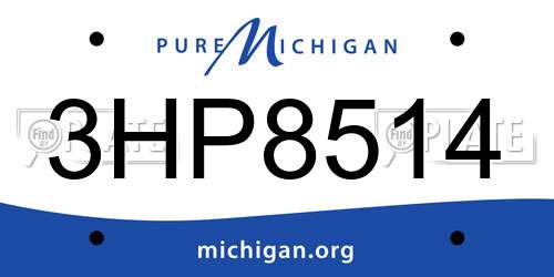 3HP8514 Michigan License Plate