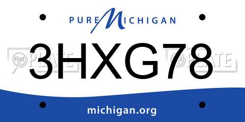 3HXG78 Michigan License Plate