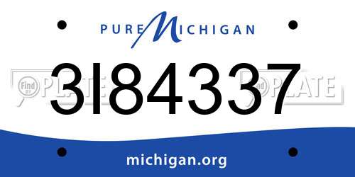 3I84337 Michigan License Plate