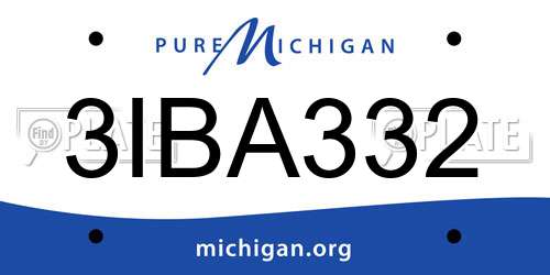 3IBA332 Michigan License Plate